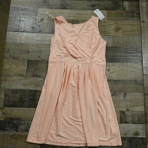 Lands’ End TENCEL Modal‎ Striped Dress Peach Women’s L 14-16 Soft Eco-Luxe NWT